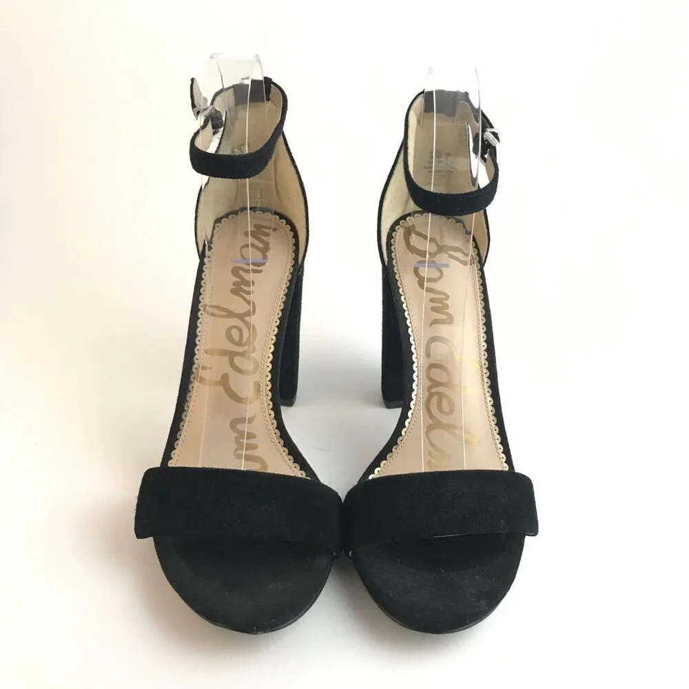 Sam Edelman Black Suede Open Toe Block Heel Sandals Size 9M
